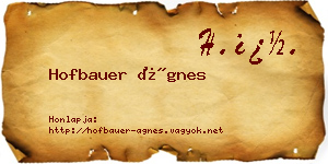 Hofbauer Ágnes névjegykártya